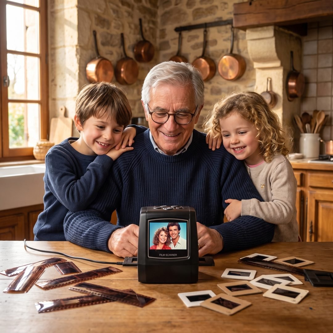 Three generations around a single photo